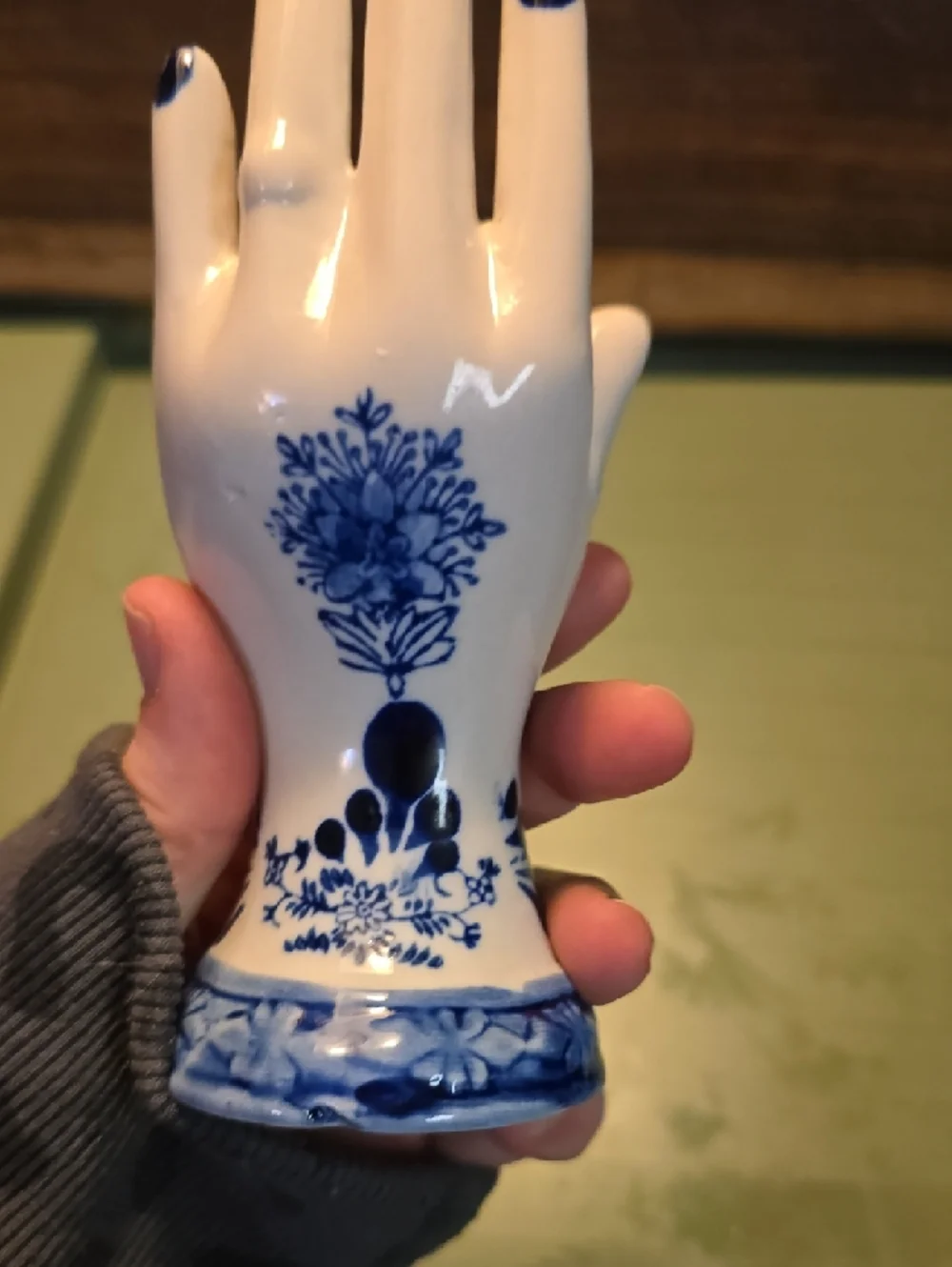 Vintage Porcelain Hand Vase/ring Holder Delft Blue - Picture 7 of 7